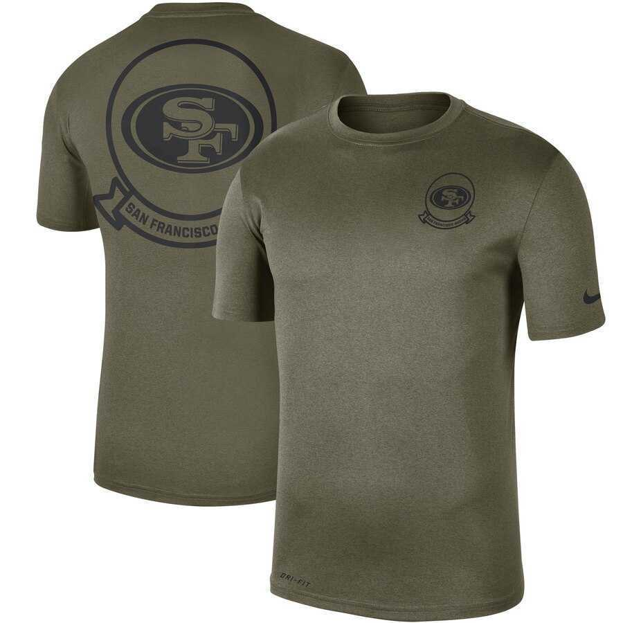 Men's San Francisco 49ers Nike Olive 2019 Salute to Service Sideline Seal Legend Performance T Shirt